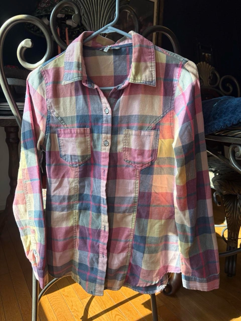 BKE Pastel Plaid Button-Down Shirt in Pink, Blue & Cream